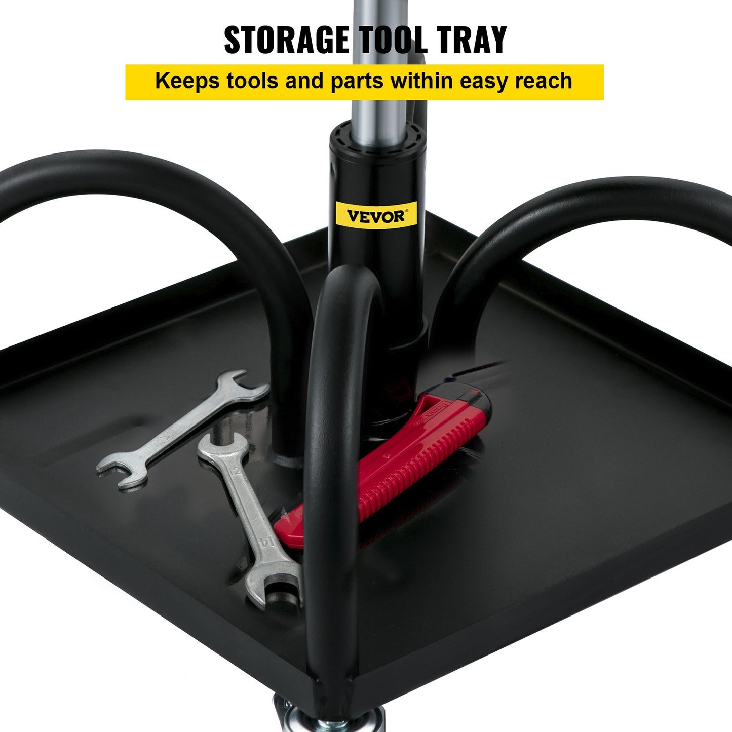Adjustable Rolling Garage Stool - 300LBS Capacity, Tool Tray