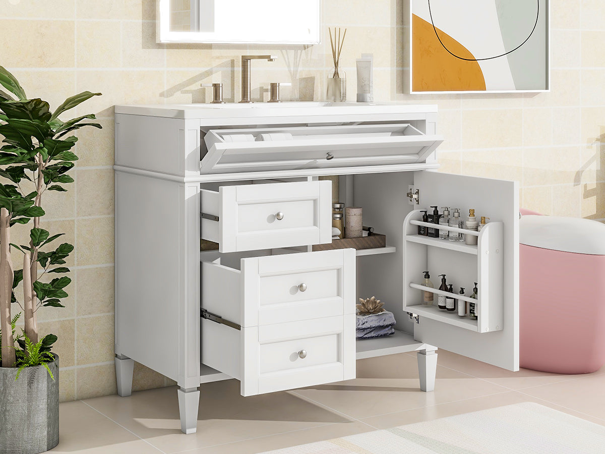 36'' Modern Bathroom Vanity with Ceramic Sink and Storage Cabinet