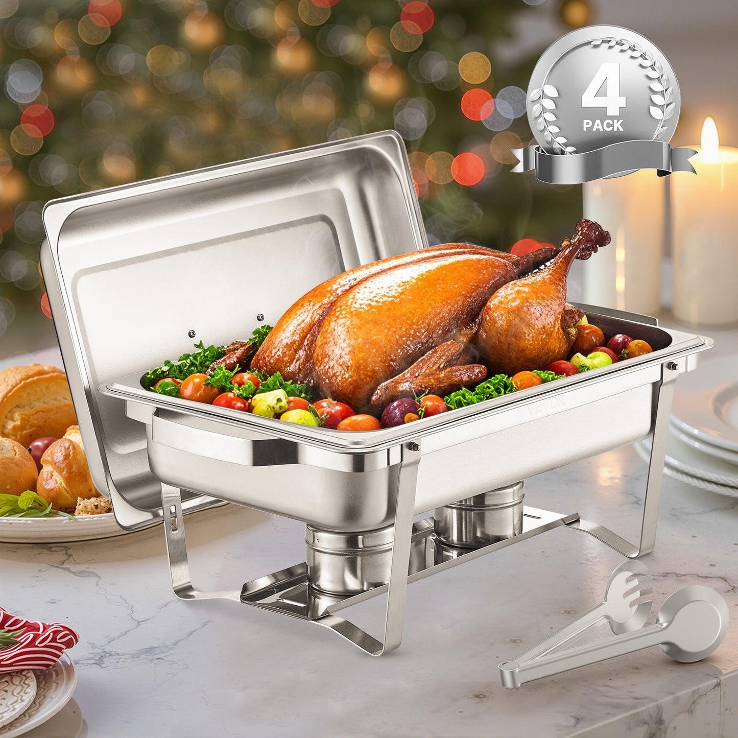 8 Qt Stainless Steel Chafing Dish Buffet Set - 4 Pack