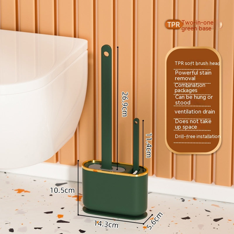 Silicone Toilet Brush Set with Long Handle and No Dead Angle Cleaning