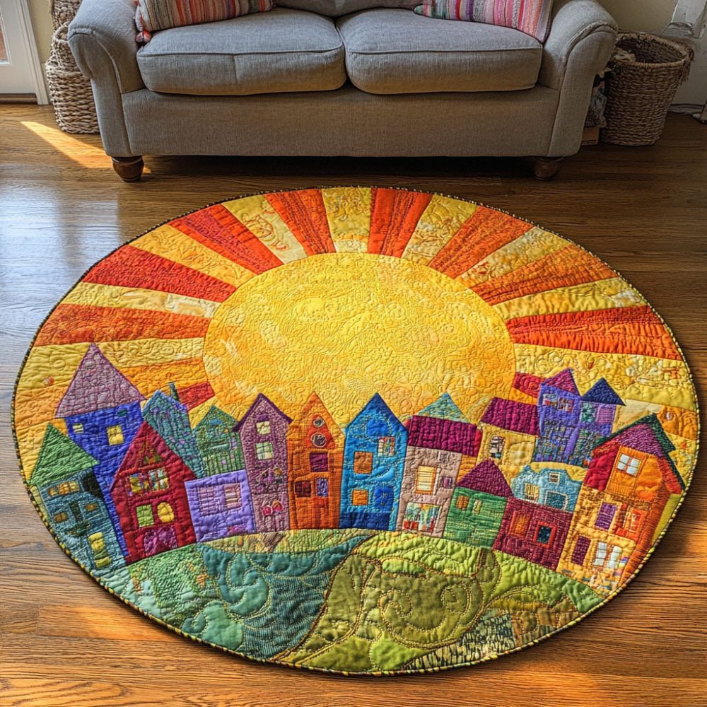 Digital Printed Round Rug with Leaf Pattern - Multiple Sizes & Styles