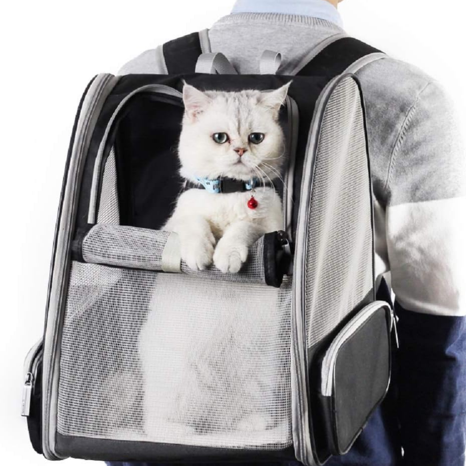 Pet Backpack Carrier for Cats and Small Dogs - Breathable Travel Bag, 15-Pound Capacity