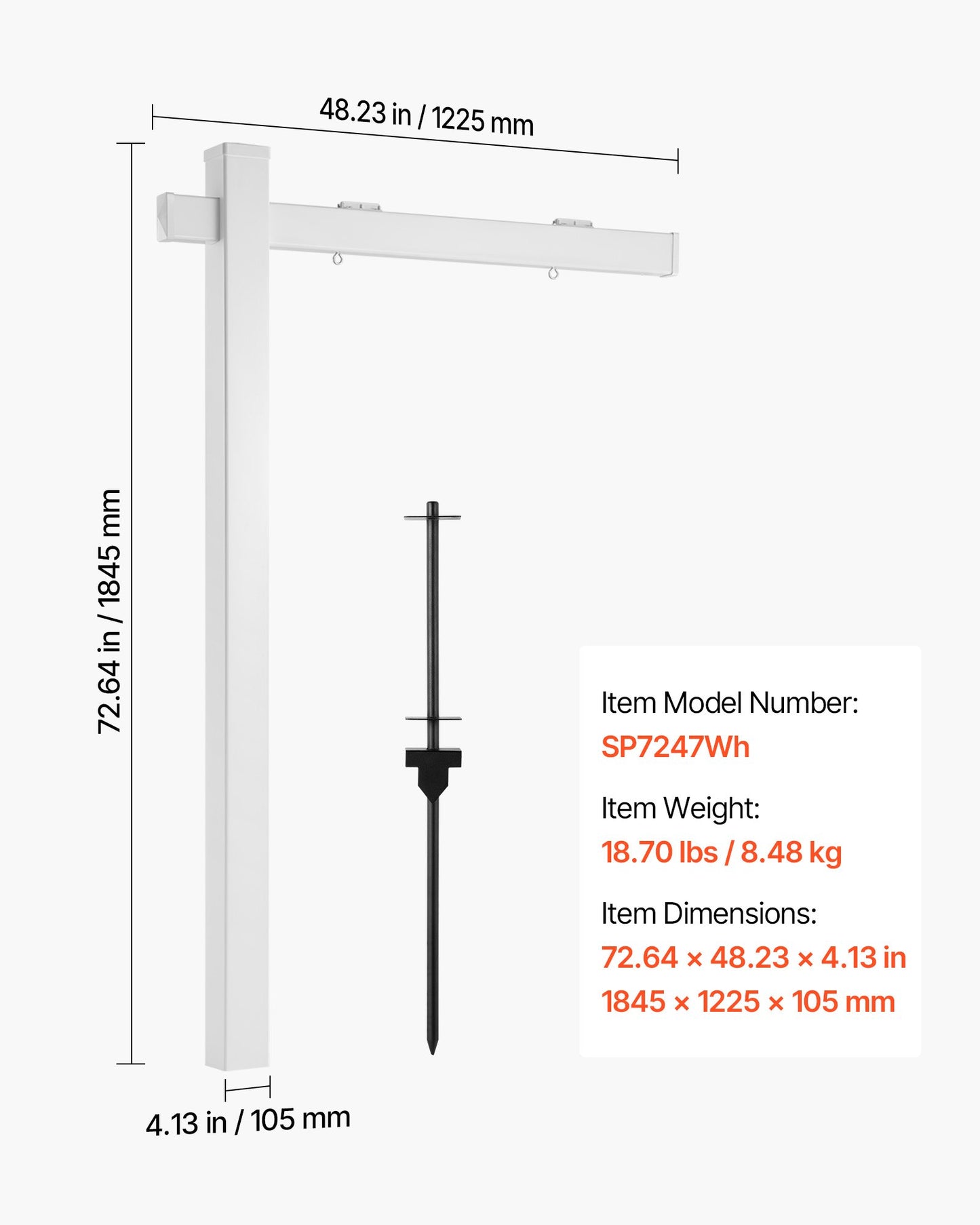 6 Ft Real Estate Sign Post with Wind-Resistant PVC Yard Sign Holder - Black