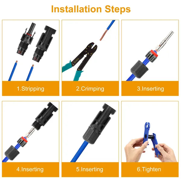 10 Pairs Waterproof Solar Panel Connectors Male Female IP67 Power Adapter