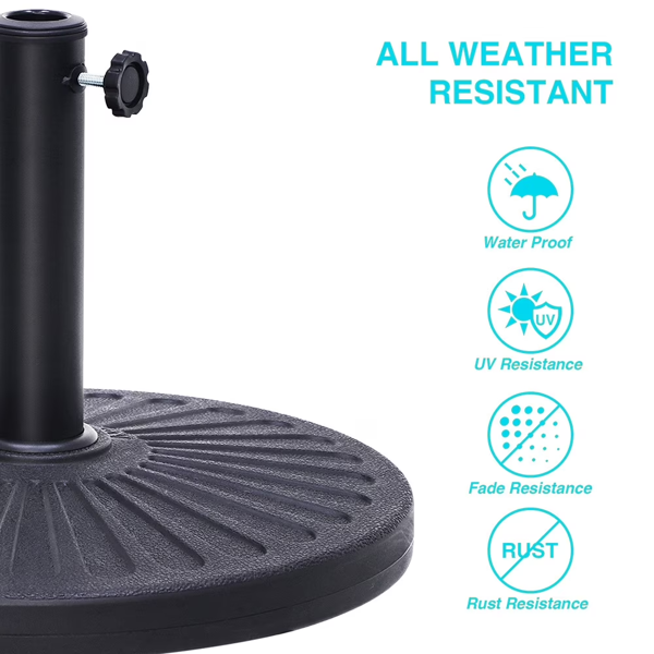 26.5 Lb Outdoor Patio Umbrella Base Black - Heavy Duty Garden Stand for Yard Poolside