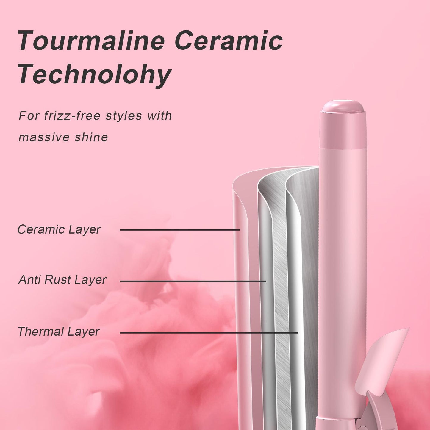 Rotating Ceramic Curling Iron - 1-Inch Barrel with Auto Shut-Off
