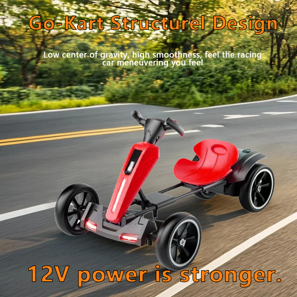 12V Electric Kids Go Kart with Adjustable Seat - Red