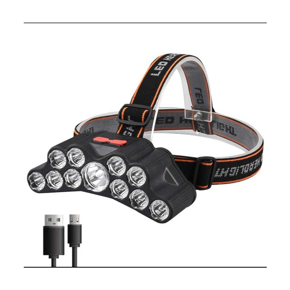 11 LED USB Rechargeable Flashlight - Built-in 18650 Battery