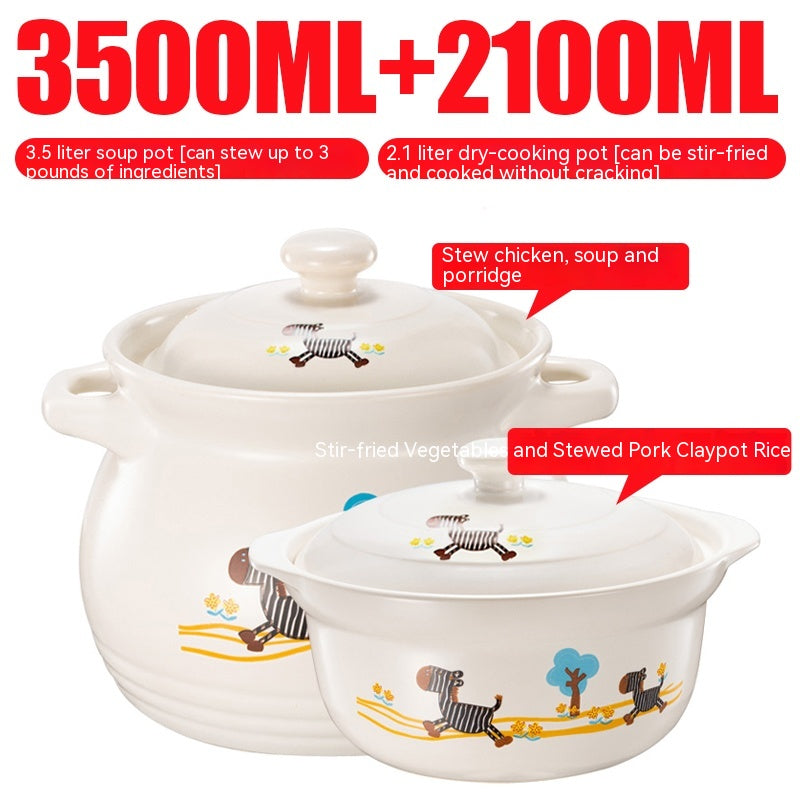 High-Temperature Ceramic Casserole Stew Pot with Cover - Kitchen & Home Storage