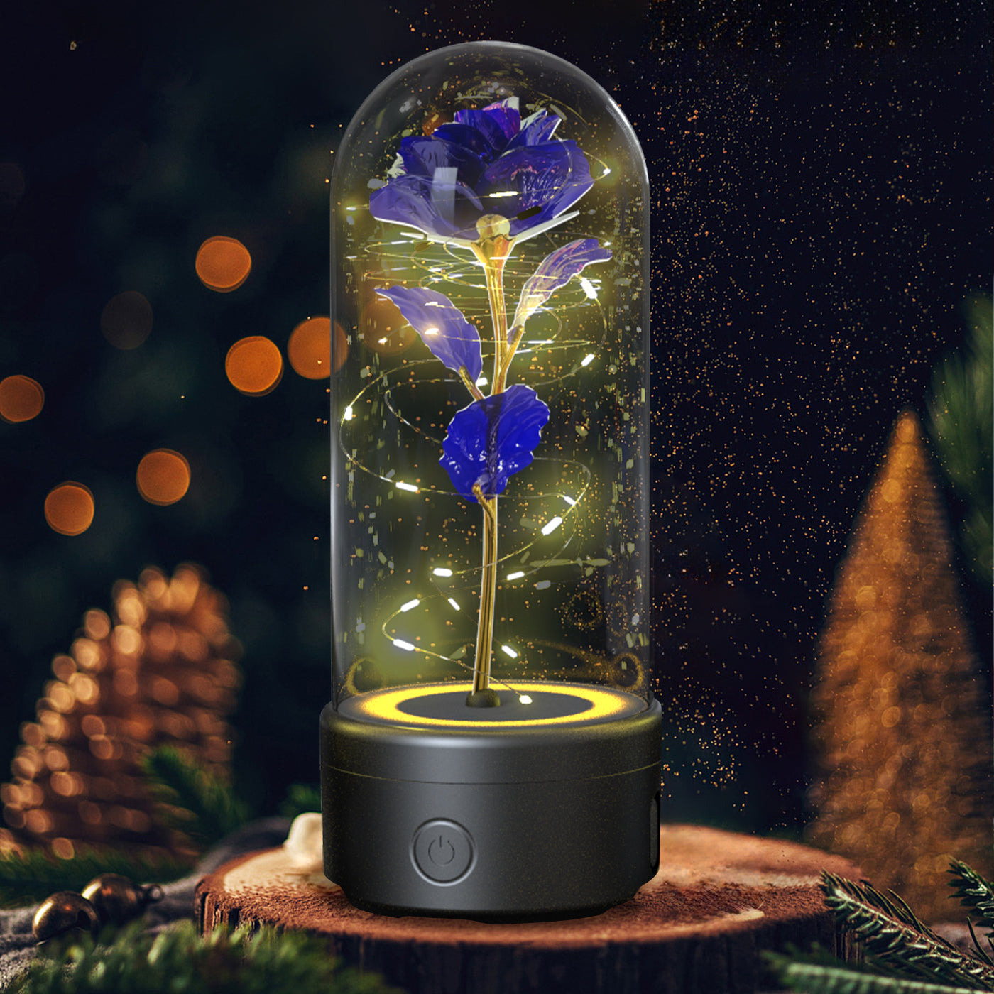 2-in-1 Rose LED Night Light with Bluetooth Speaker - Romantic Glass Decor