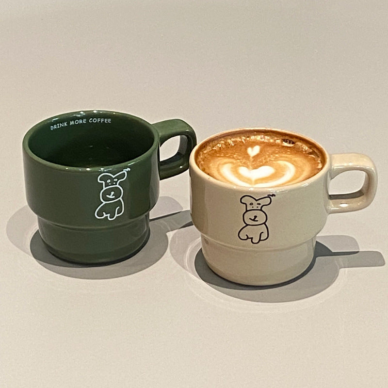Cute Niche Cartoon Puppy Coffee Cup - 280ml Ceramic Drinkware for Kitchen