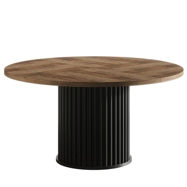Round Dining Table - Modern Black Kitchen Table for 6