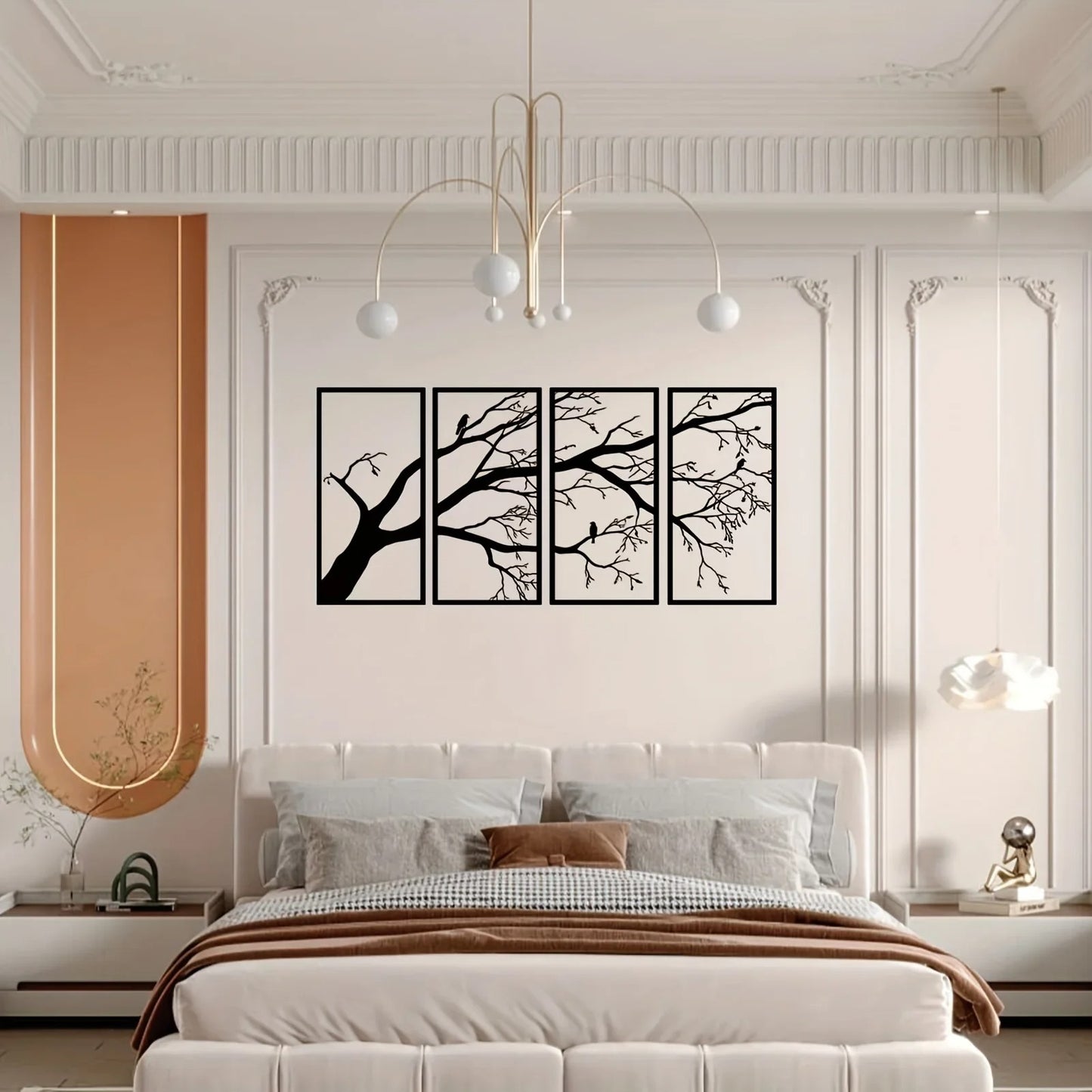 Black Tree of Life Metal Wall Art Decor - Set of 4