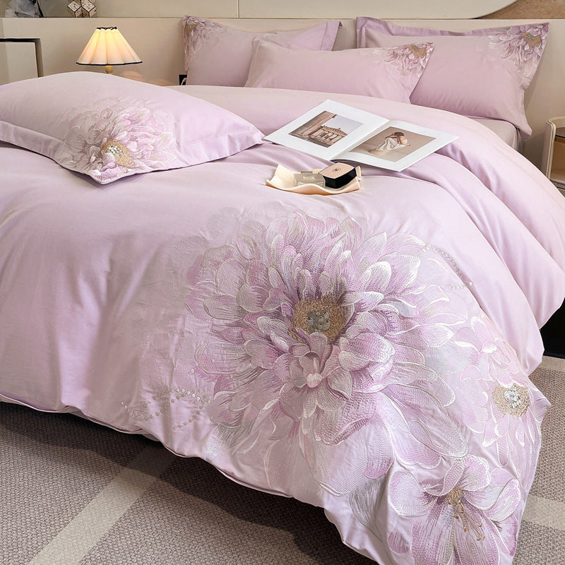 Cotton Embroidered Fitted Bed Sheet Set - Multiple Sizes & Patterns