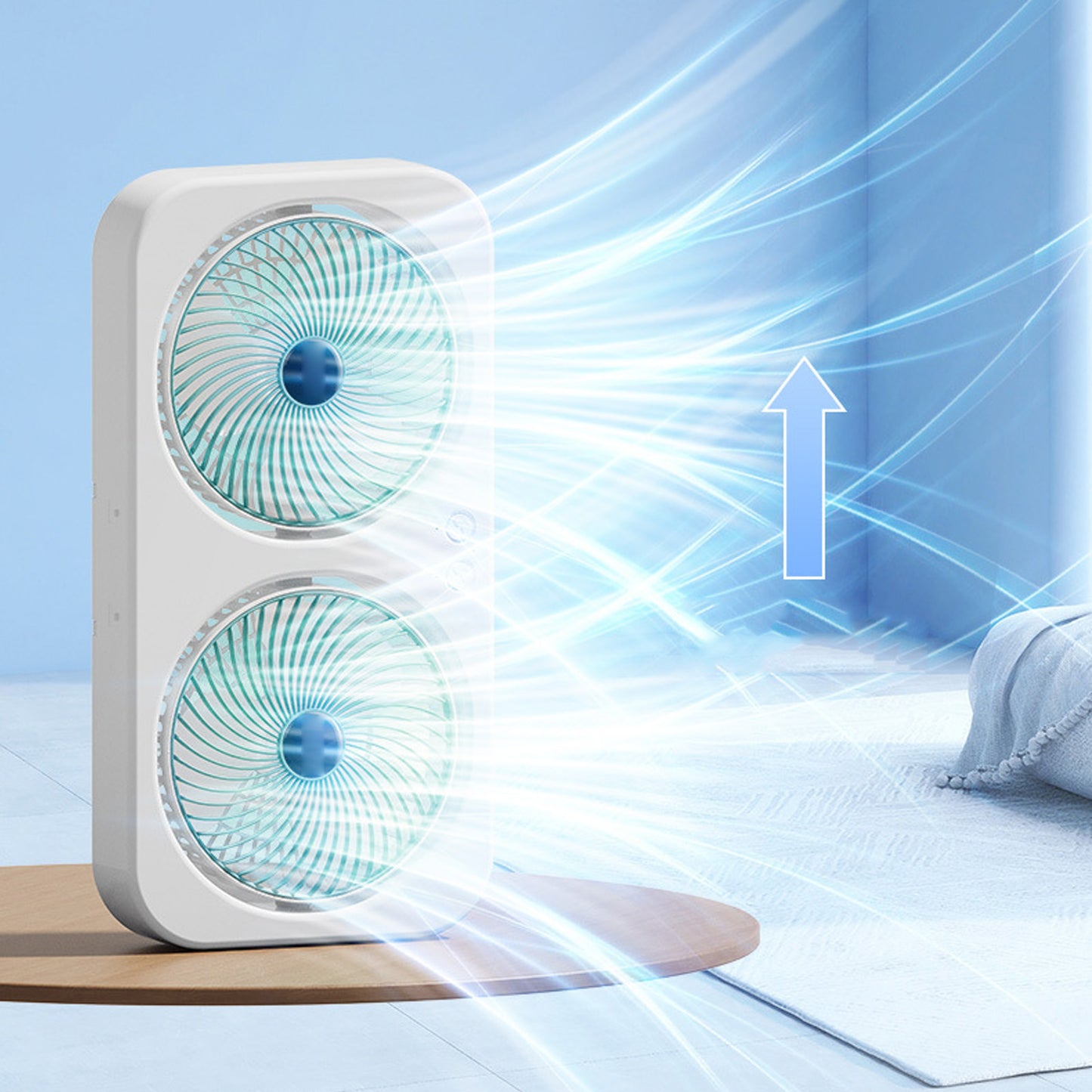 Tabletop Dual Fan USB Rechargeable Silent Air Circulation With