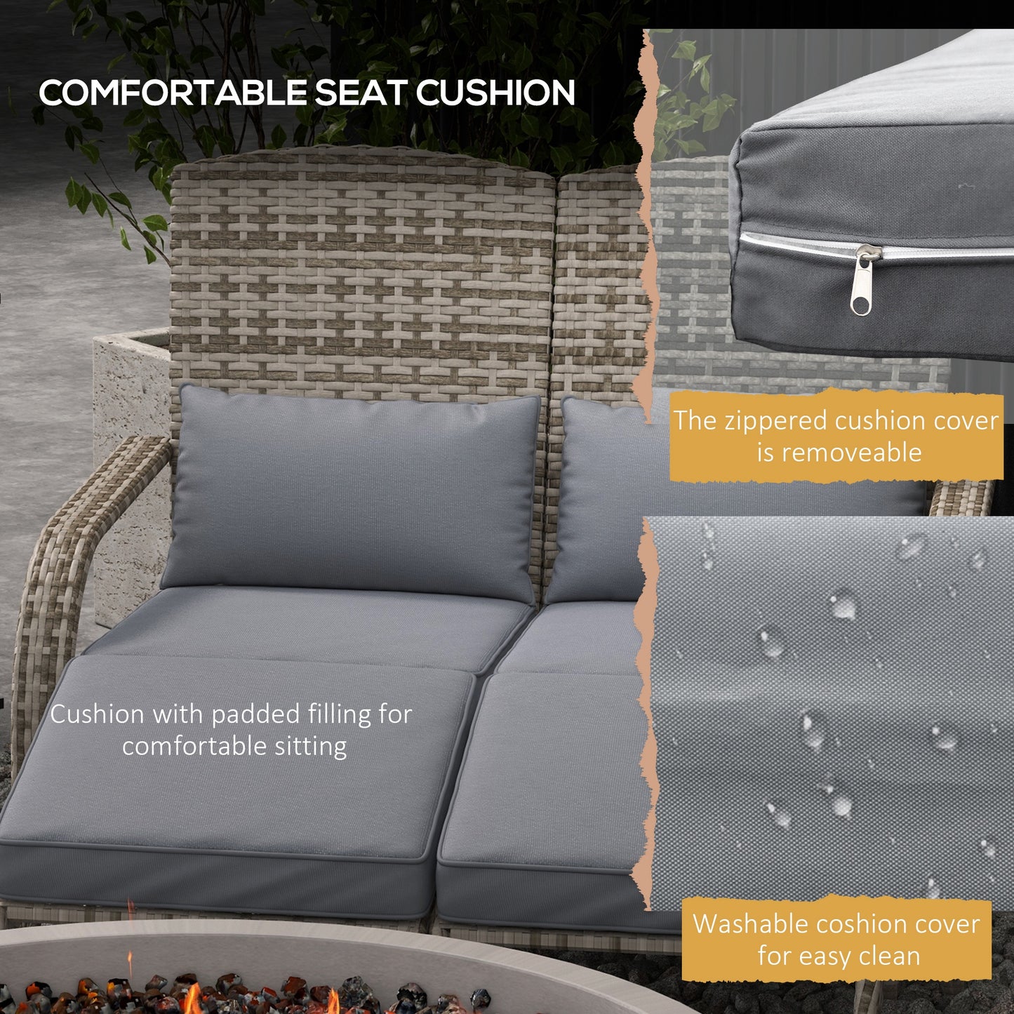 Adirondack Chair for 2 with Cushions & Footrests - Gray
