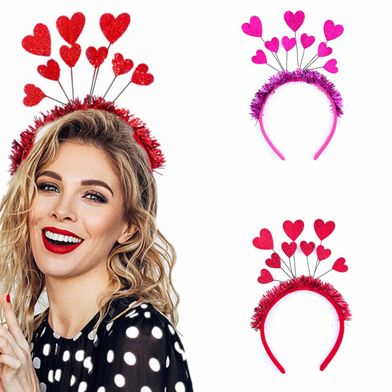 Valentine's Day Red Peach Heart Hair Headband - Handmade, Free Size