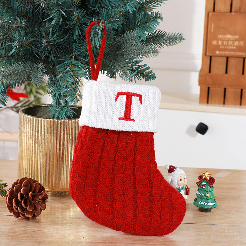 Christmas Stockings Decorative Wool Knitted Socks - Creative Tree Pendant