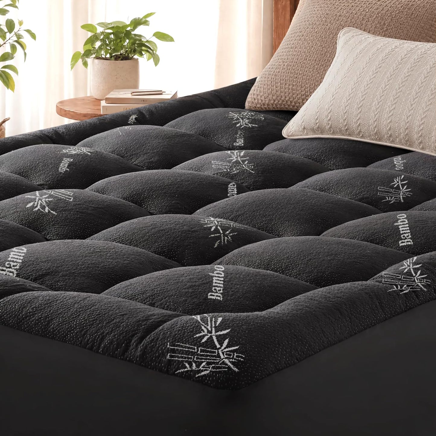Cooling Bamboo Mattress Topper - Soft Pillow Top & Deep Pocket