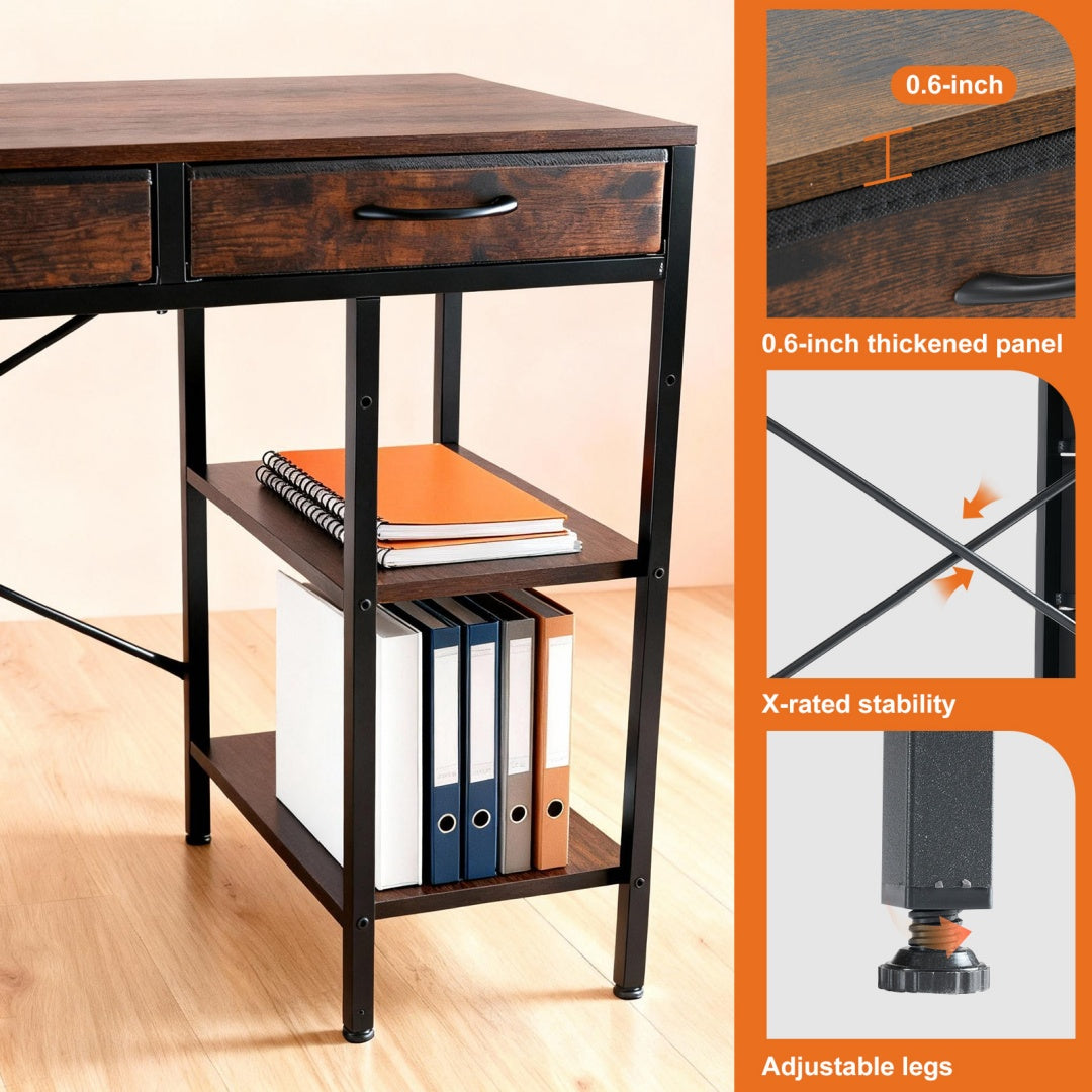 55-Inch Computer Desk with 6 Drawers for Home Office Storage