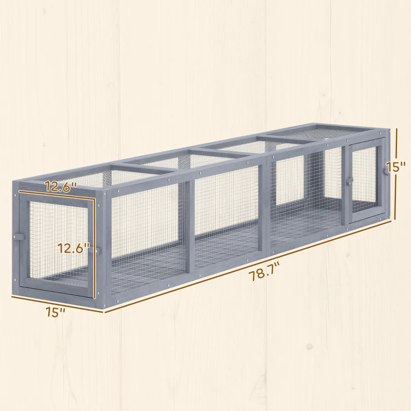 Wooden Cat Run with Weather Protection, Indoor & Outdoor Cat Shelter - Dark Gray