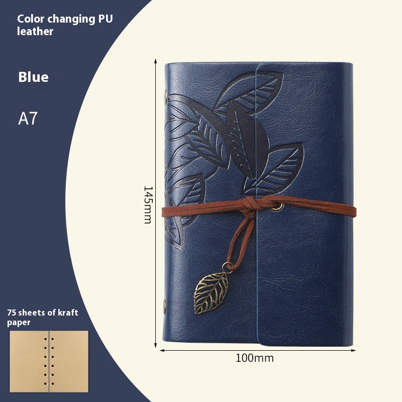 Vintage Travel Notebook - Loose Leaf Diary with Imitation Leather Cover