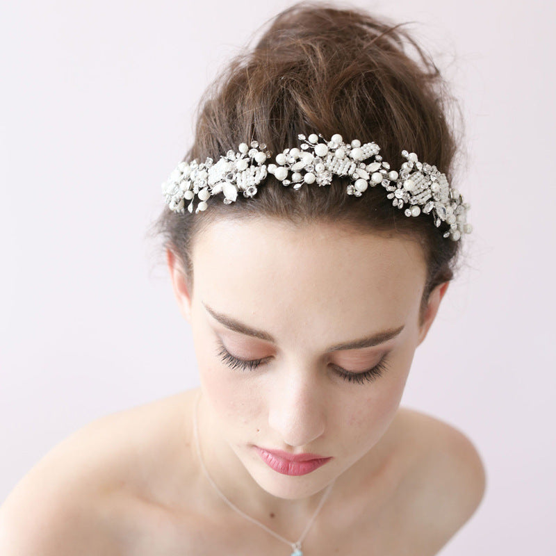 Silver Beaded Bridal Headband
