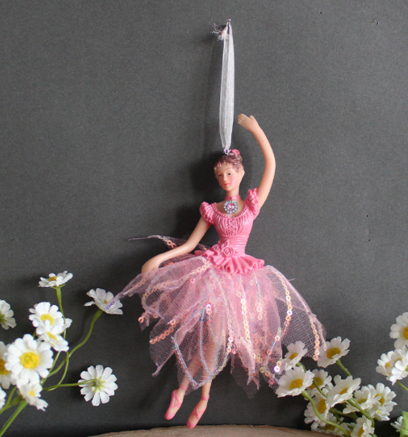 Ballerina Girl Hanging Tabletop Decoration - Festive Resin Ornament