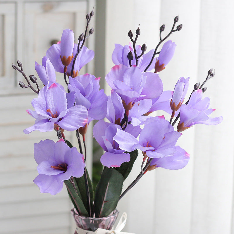 Artificial Magnolia Flower Bouquet - Fake Home Decor Flowers for Indoor & Photography