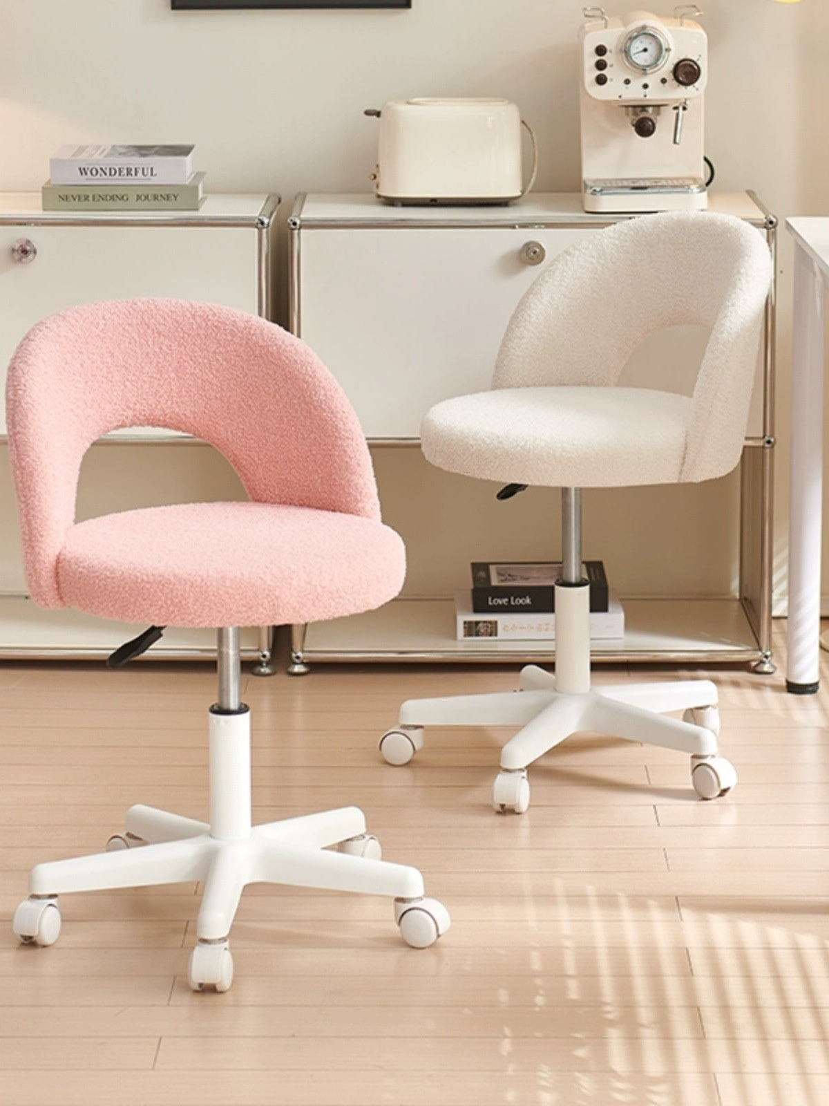 Fleece-Lined Computer Chair for Girls' Bedrooms - Multiple Colors
