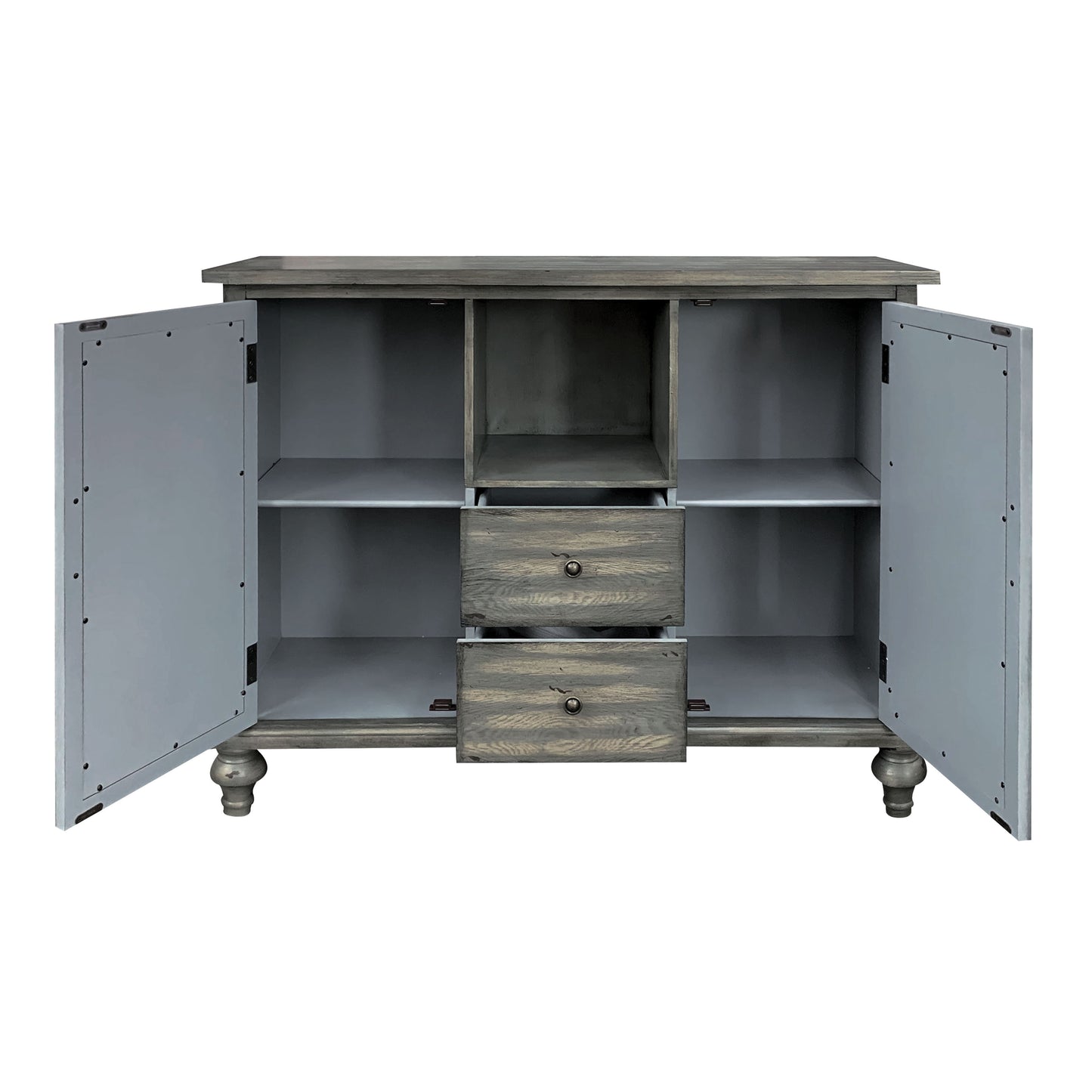 Gray Console Table with Open Compartment Storage - Velika