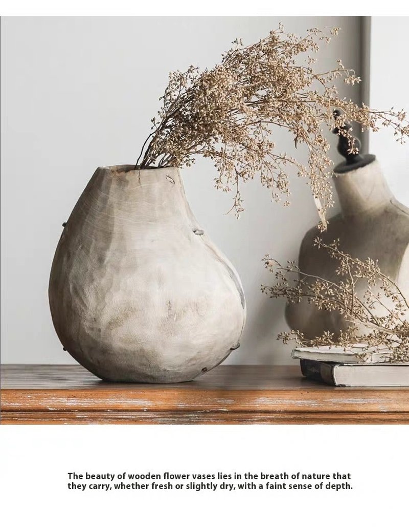 Living Room Floor Vase Stand Decoration Solid Wood Home Accent