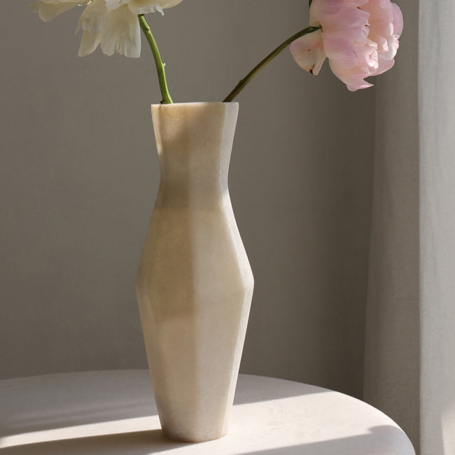 French-Style Geometric Fiberglass Flower Vase - Modern Minimalist Home Decor