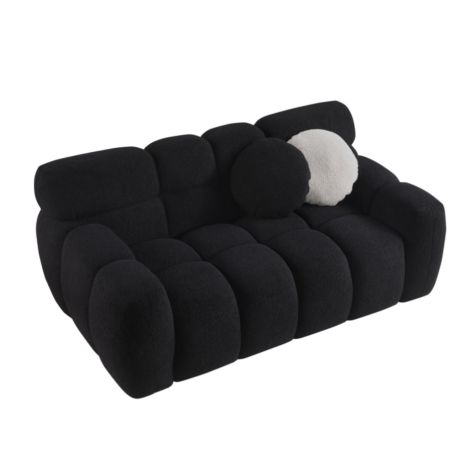 Beige Boucle 2-Seater Sofa - Medium-Soft Seating