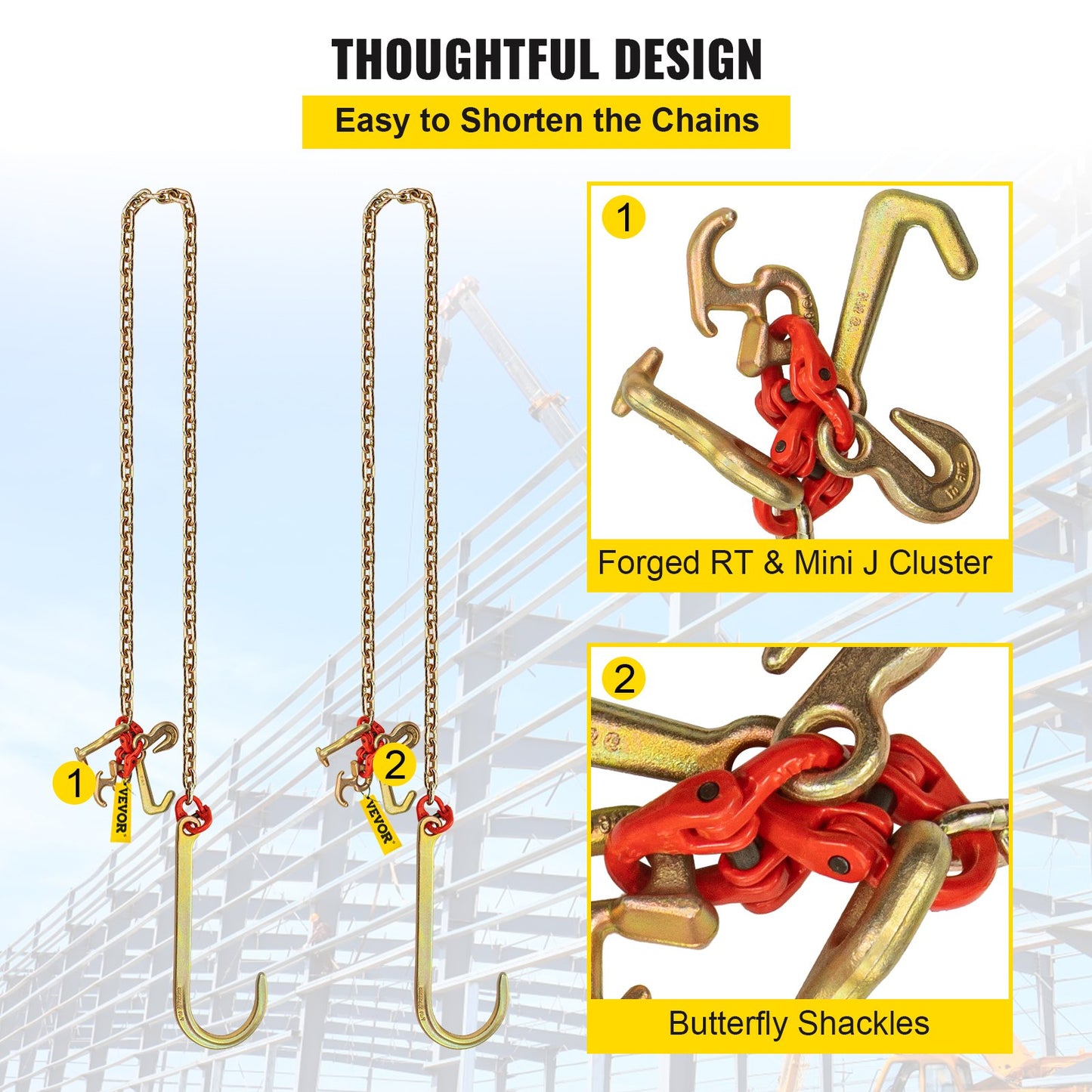 Heavy-Duty 5/16 In X 10 Ft G80 Tow Chain with 2 Hooks – Alloy Steel Towing Chain