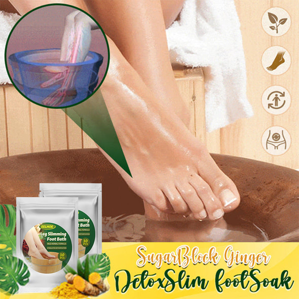 Herbal Leg Slimming Foot Bath Bags - Ginger, Saffron & Ginseng Soak - 10 Ct