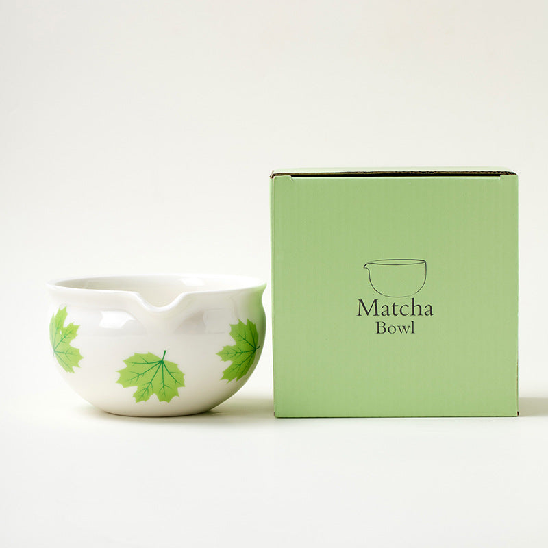Ceramic Matcha Bowl Set Japanese Style Flower Pattern Home Barware