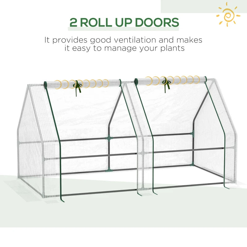 Portable Mini Greenhouse for Garden, White with Large Zipper Doors and UV PE Cover