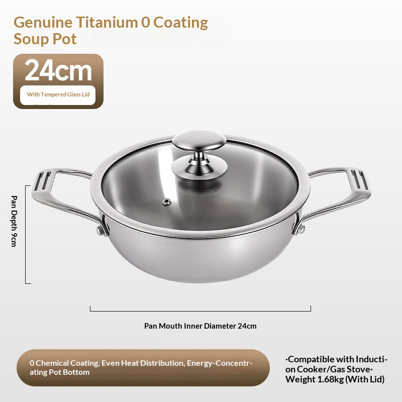 Large Capacity Titanium Cooking Pot 24cm Non-Stick Frying & Boiling