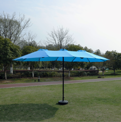 15x9ft Double-Sided Rectangular Patio Market Umbrella - Blue