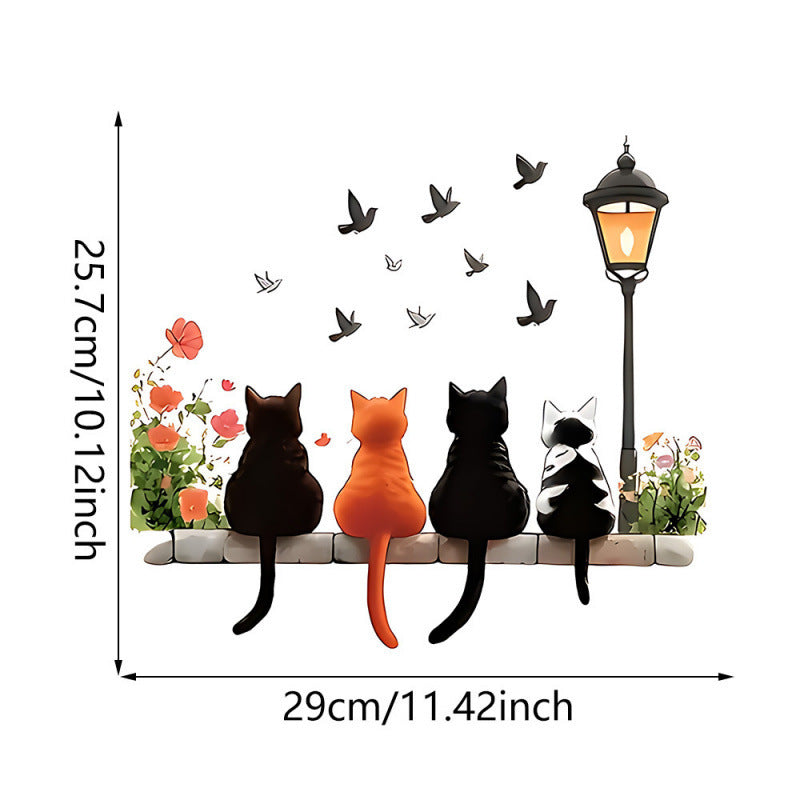 Halloween Cartoon Black Cat Wall Stickers - Self-Adhesive Decorative Decals