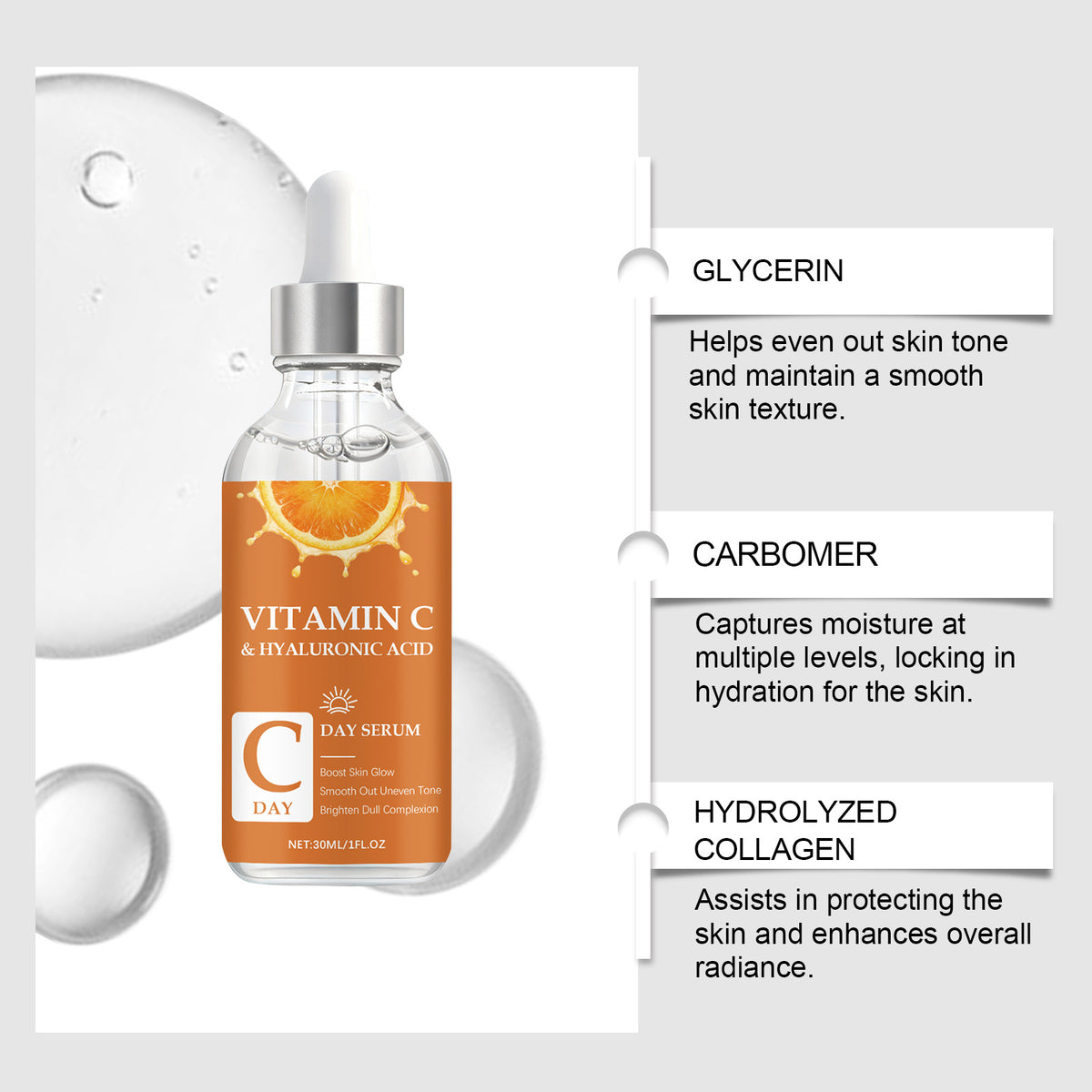 Vitamin C Liquid Serum 30ml for Skin Brightening & Hydration