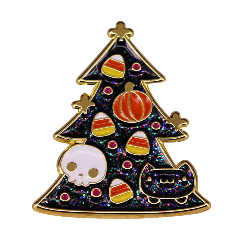 Cute Cat Badge Christmas Halloween Accessory Gold