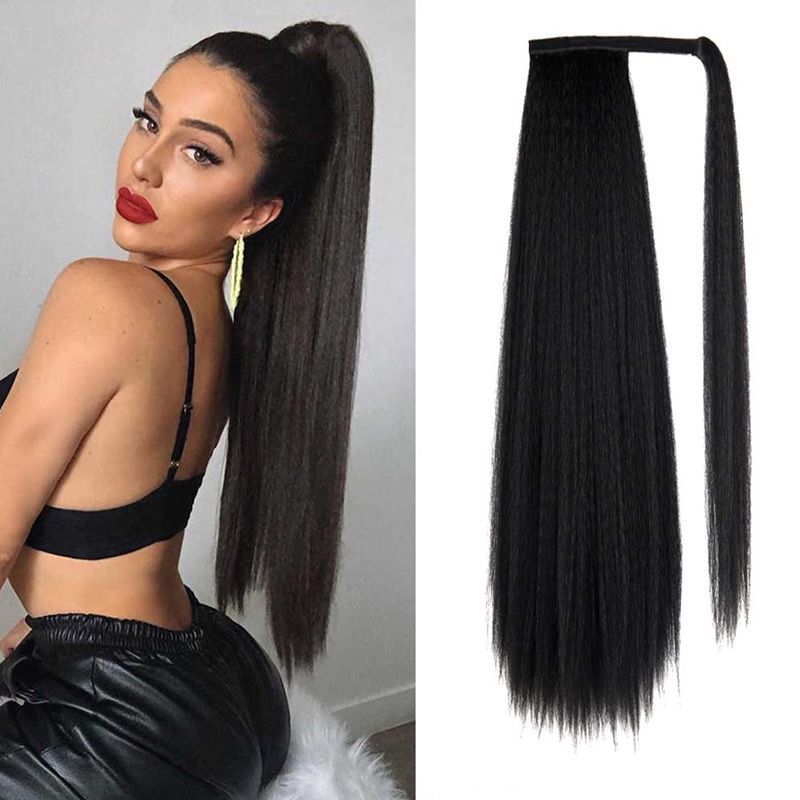 Women's Fluffy Straight Ponytail Wig Head Cover - YAKI 1b