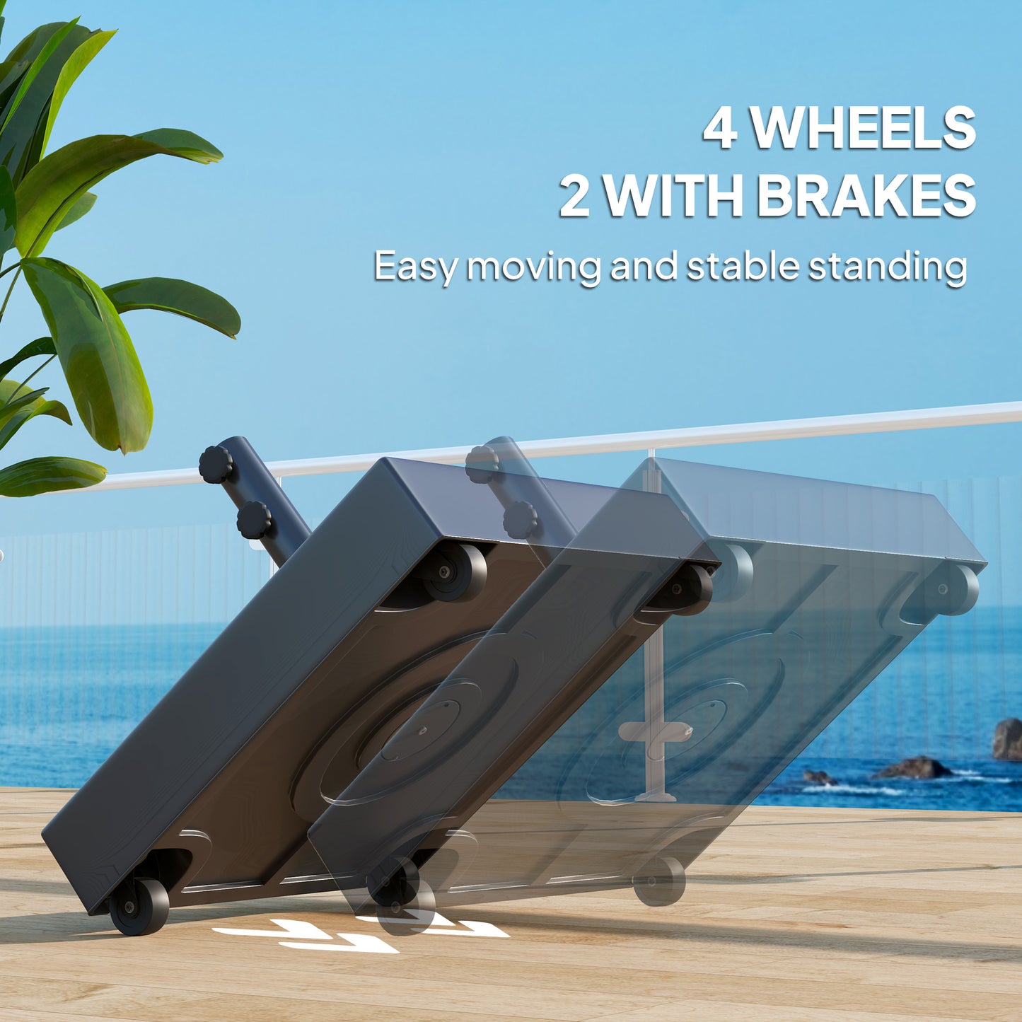 Heavy Duty Outdoor Umbrella Stand Base with Wheels - Black