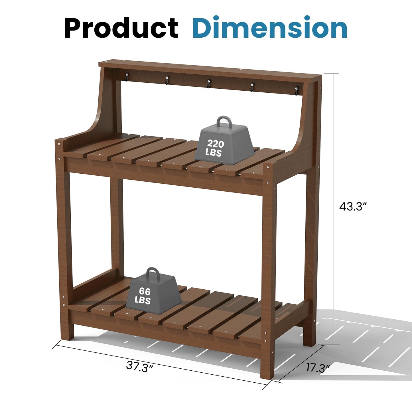 Outdoor Potting Bench with Storage - All Weather HDPE - Brown