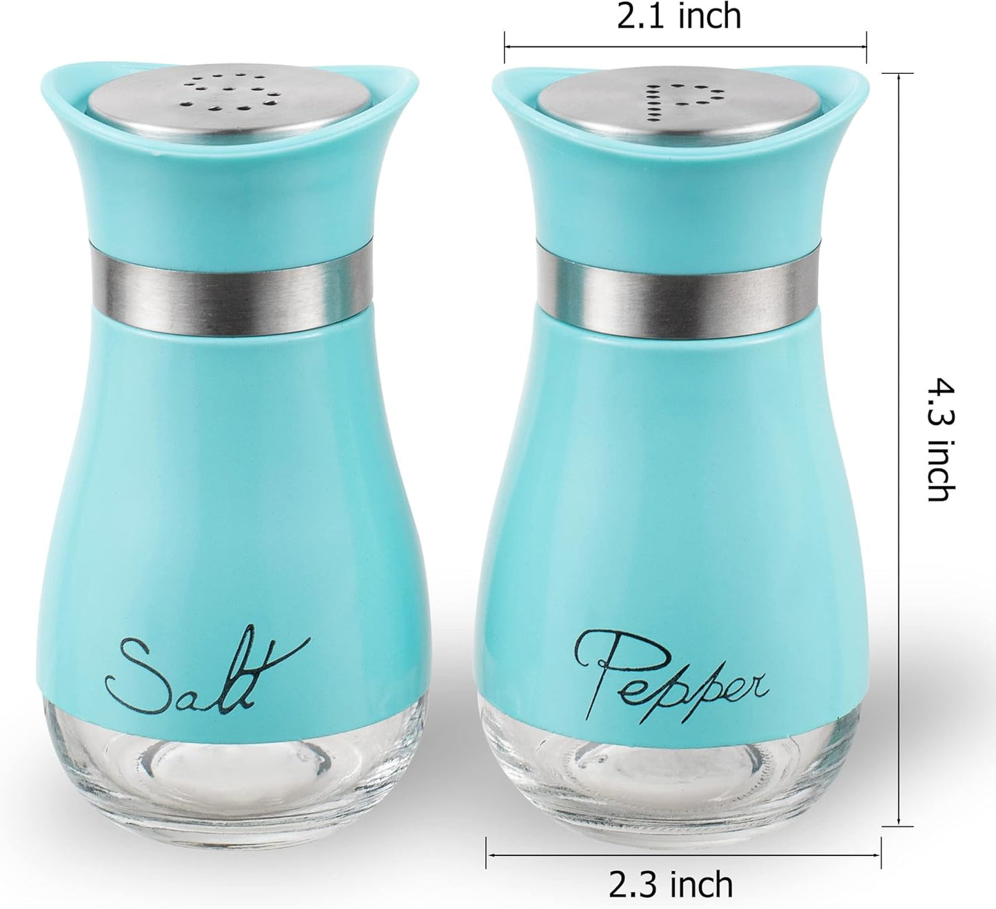 Salt and Pepper Shakers Set - 4 Oz Glass Bottom Spice Dispensers
