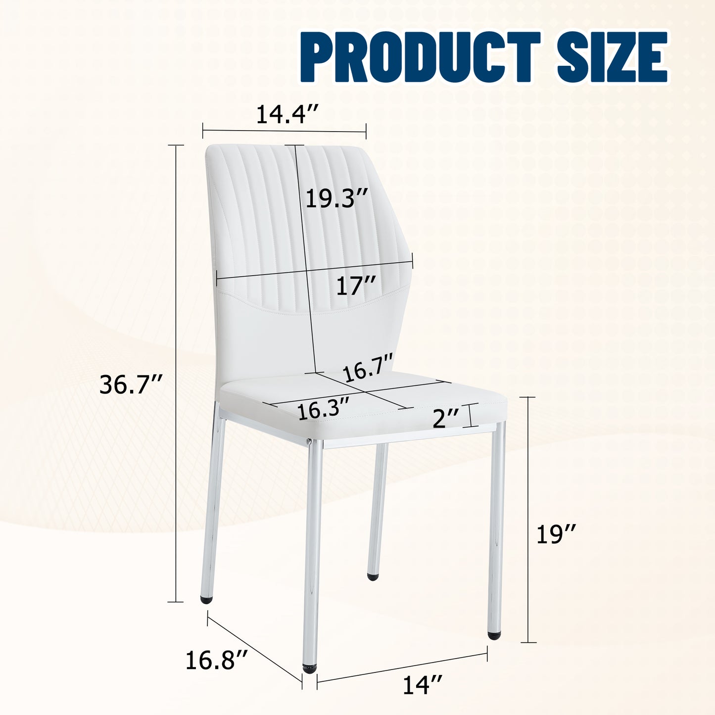 Set of 4 White PU Dining Chairs with Metal Silver Legs