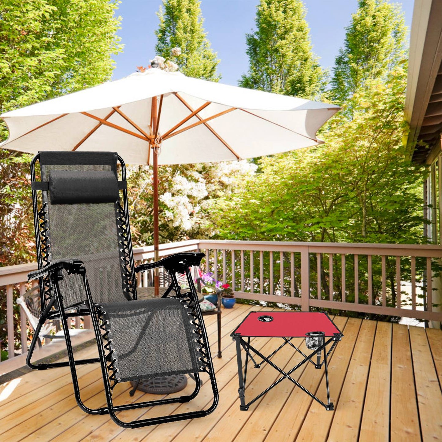Portable Folding Camping Table with Cup Holders - Multiple Colors & Sets