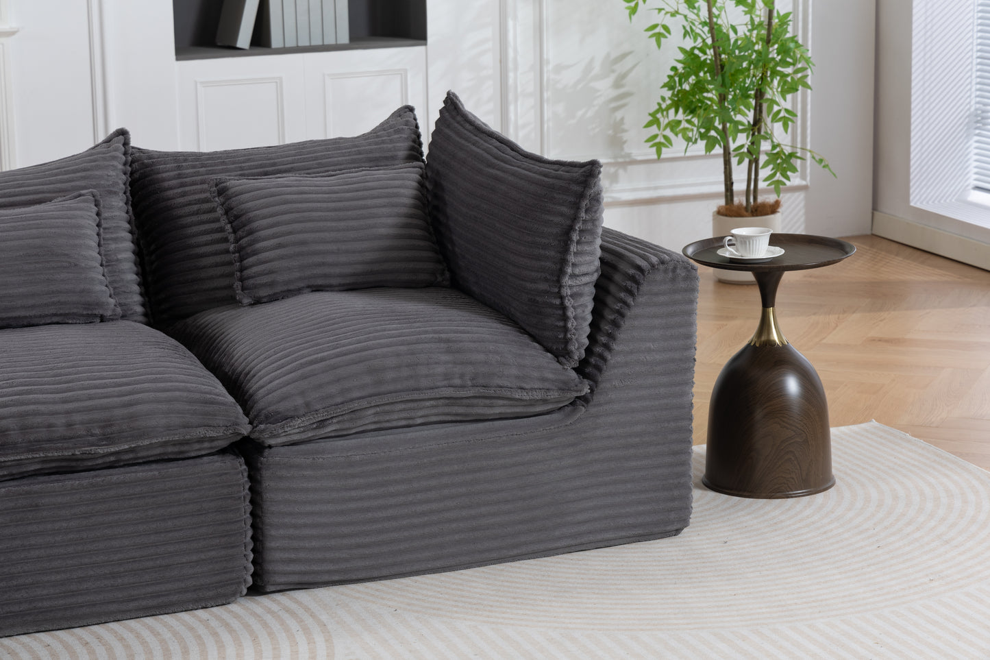 102.3" Modular Sectional Sofa - Comfy Corduroy in Antique Grey